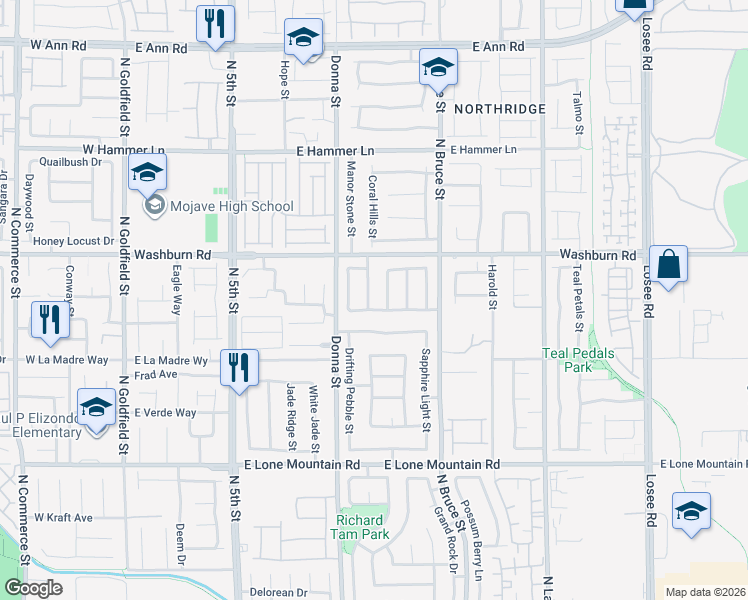 map of restaurants, bars, coffee shops, grocery stores, and more near 5106 Stone Cove Street in North Las Vegas