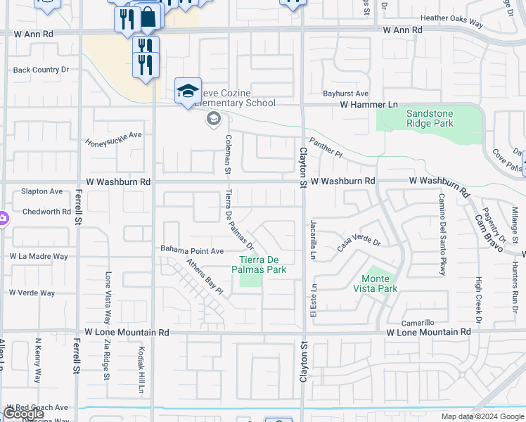 map of restaurants, bars, coffee shops, grocery stores, and more near 2205 Island Dreams Avenue in North Las Vegas
