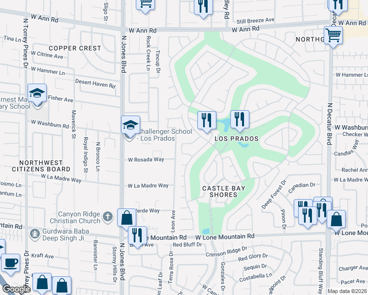 map of restaurants, bars, coffee shops, grocery stores, and more near 5613 Divot Place in Las Vegas