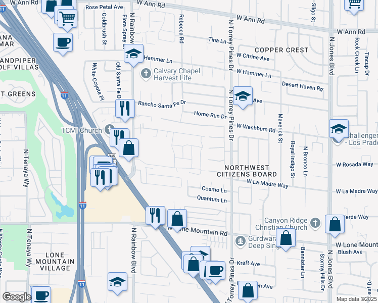 map of restaurants, bars, coffee shops, grocery stores, and more near 5075 Serene Skies Street in Las Vegas
