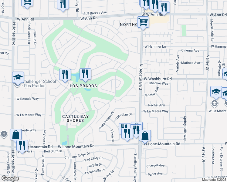 map of restaurants, bars, coffee shops, grocery stores, and more near 5021 Desert Fir Drive in Las Vegas