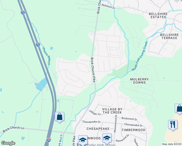 map of restaurants, bars, coffee shops, grocery stores, and more near 1013 Cone Boulevard in Nashville