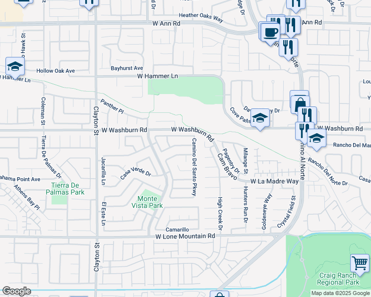 map of restaurants, bars, coffee shops, grocery stores, and more near 1509 Santa Rosalia in North Las Vegas