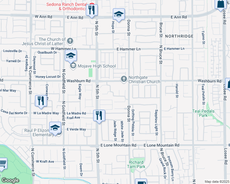 map of restaurants, bars, coffee shops, grocery stores, and more near 5124 North Veeder Crest Street in North Las Vegas
