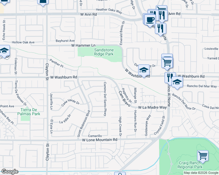 map of restaurants, bars, coffee shops, grocery stores, and more near 1509 Santa Rosalia in North Las Vegas