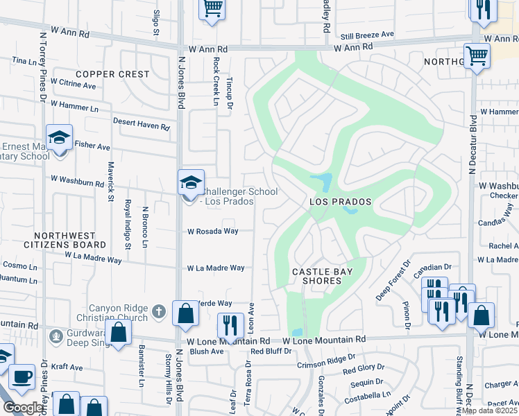 map of restaurants, bars, coffee shops, grocery stores, and more near 5129 Kingsbridge in Las Vegas