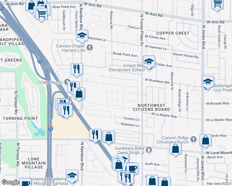 map of restaurants, bars, coffee shops, grocery stores, and more near 5087 Serene Skies Street in Las Vegas
