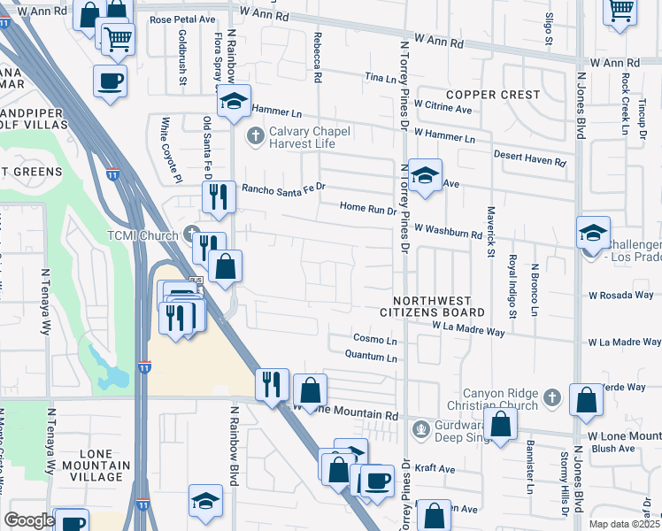 map of restaurants, bars, coffee shops, grocery stores, and more near 5087 Serene Skies Street in Las Vegas