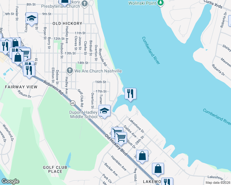 map of restaurants, bars, coffee shops, grocery stores, and more near 1609 Bondurant Street in Nashville