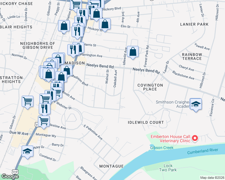 map of restaurants, bars, coffee shops, grocery stores, and more near 756 Oakdell Avenue in Nashville
