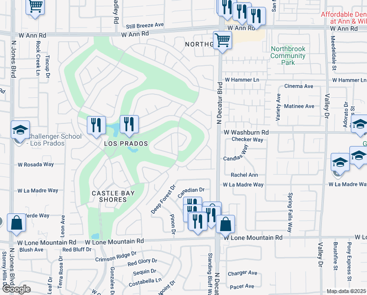 map of restaurants, bars, coffee shops, grocery stores, and more near 5204 Desert Star Drive in Las Vegas