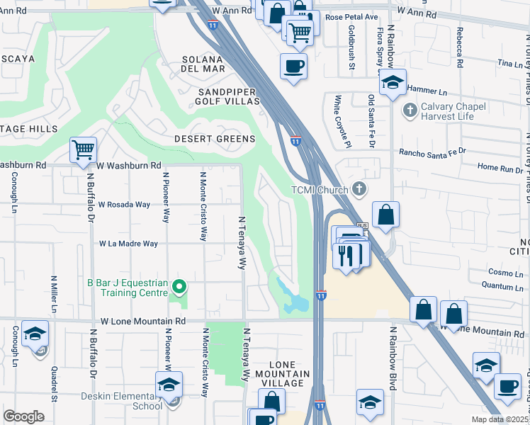 map of restaurants, bars, coffee shops, grocery stores, and more near 5041 Portraits Place in Las Vegas