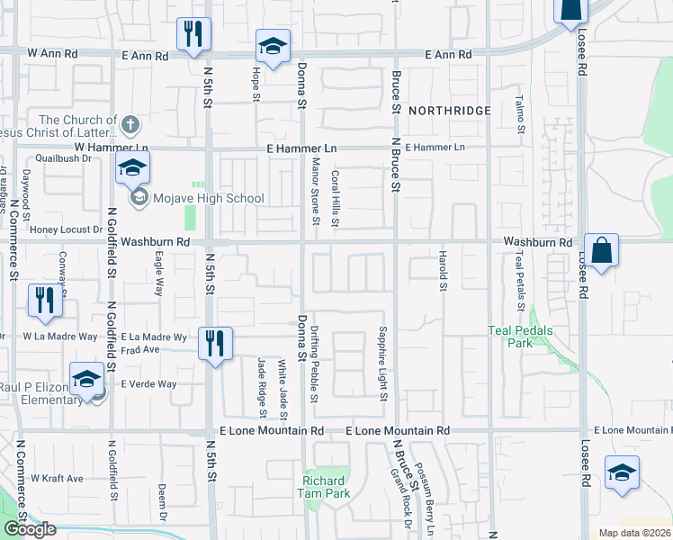 map of restaurants, bars, coffee shops, grocery stores, and more near 5118 Stone Cove Street in North Las Vegas