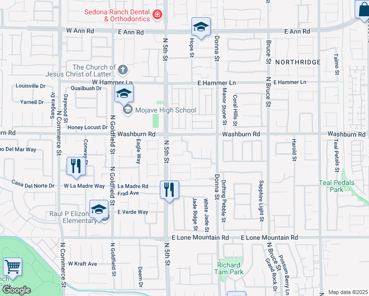 map of restaurants, bars, coffee shops, grocery stores, and more near 616 Bengal Bay Avenue in North Las Vegas