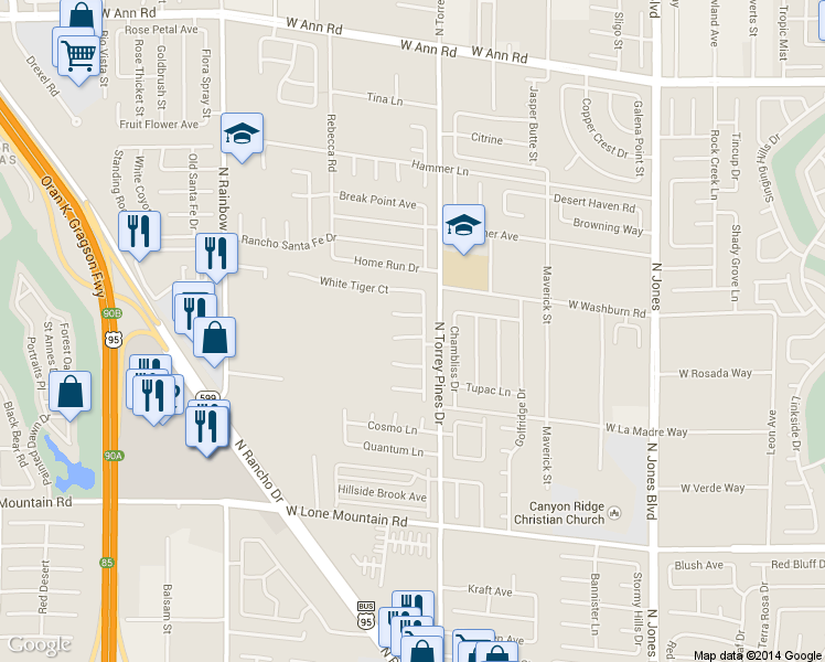 map of restaurants, bars, coffee shops, grocery stores, and more near 6406 Veranda Falls Ct in Las Vegas