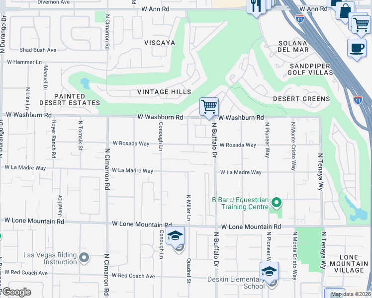 map of restaurants, bars, coffee shops, grocery stores, and more near 7712 Silver Wells Road in Las Vegas