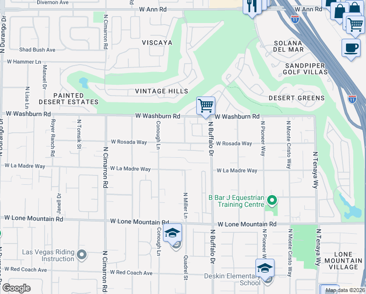map of restaurants, bars, coffee shops, grocery stores, and more near 7712 Silver Wells Road in Las Vegas