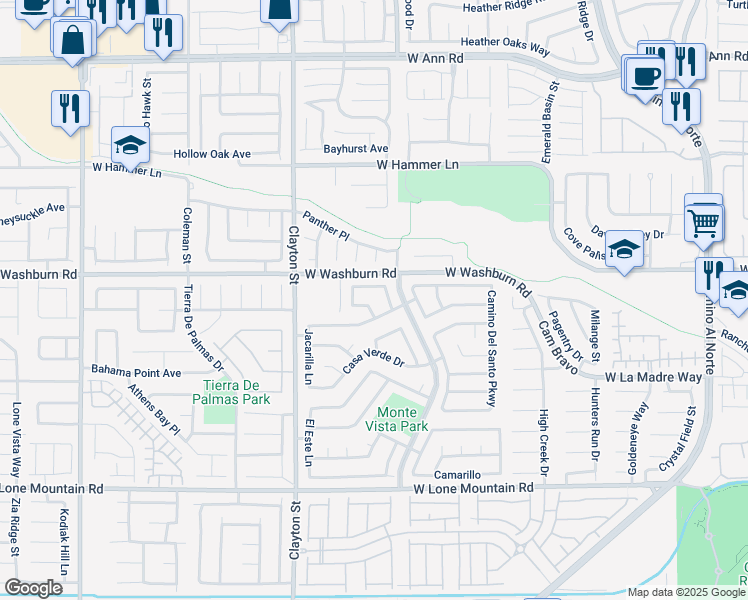 map of restaurants, bars, coffee shops, grocery stores, and more near 5124 Palo Pinto Lane in North Las Vegas