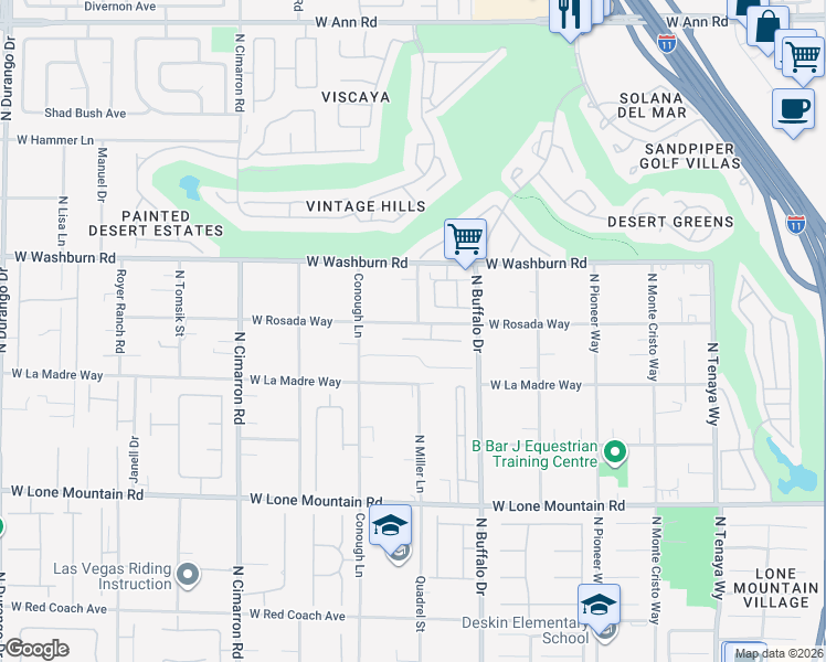 map of restaurants, bars, coffee shops, grocery stores, and more near 7712 Silver Wells Road in Las Vegas