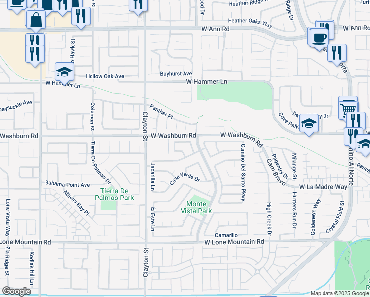 map of restaurants, bars, coffee shops, grocery stores, and more near 5124 Palo Pinto Lane in North Las Vegas