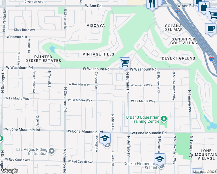 map of restaurants, bars, coffee shops, grocery stores, and more near 7728 Silver Wells Road in Las Vegas