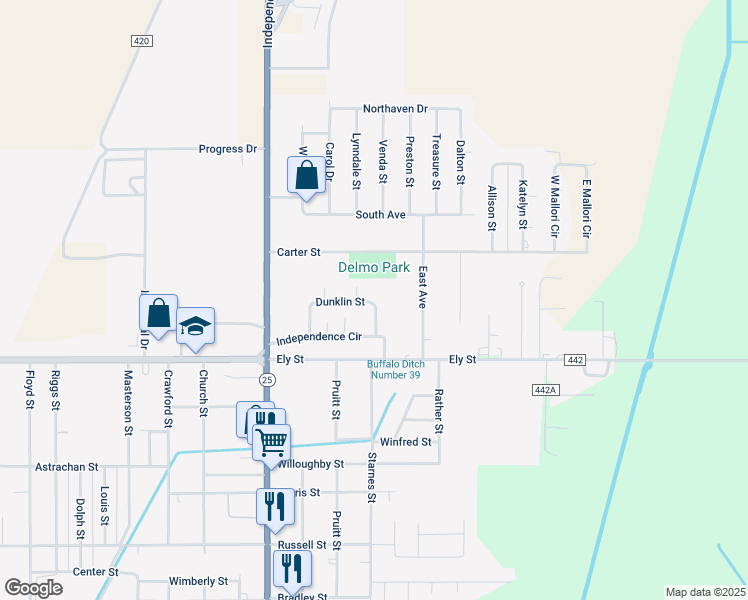 map of restaurants, bars, coffee shops, grocery stores, and more near 1932 East Dunklin Street in Kennett