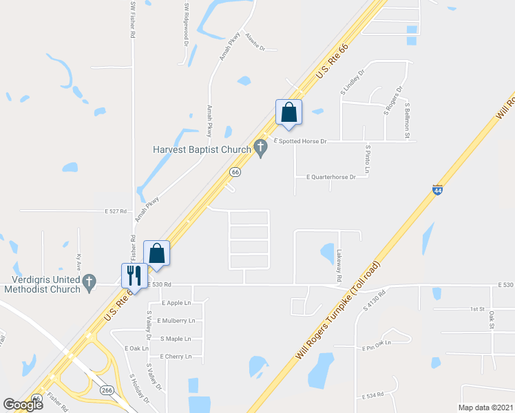 map of restaurants, bars, coffee shops, grocery stores, and more near 9485 Sprucewood in Claremore