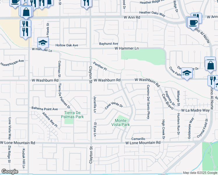 map of restaurants, bars, coffee shops, grocery stores, and more near 1848 Del Monico Way in North Las Vegas