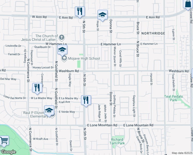 map of restaurants, bars, coffee shops, grocery stores, and more near 5150 Cross Ranch Street in North Las Vegas