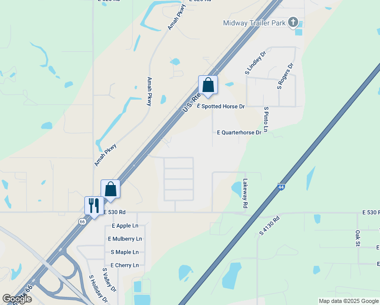 map of restaurants, bars, coffee shops, grocery stores, and more near 9485 Sprucewood in Claremore