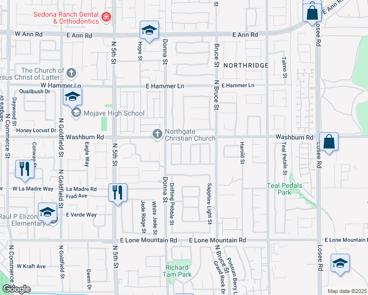 map of restaurants, bars, coffee shops, grocery stores, and more near 5126 Canary Lark Street in North Las Vegas