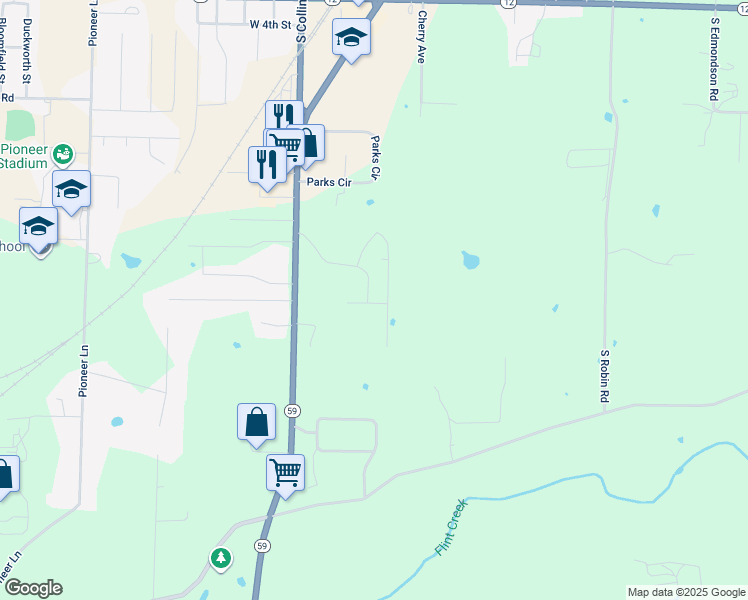 map of restaurants, bars, coffee shops, grocery stores, and more near 1528 Brooke Lynn Drive in Gentry