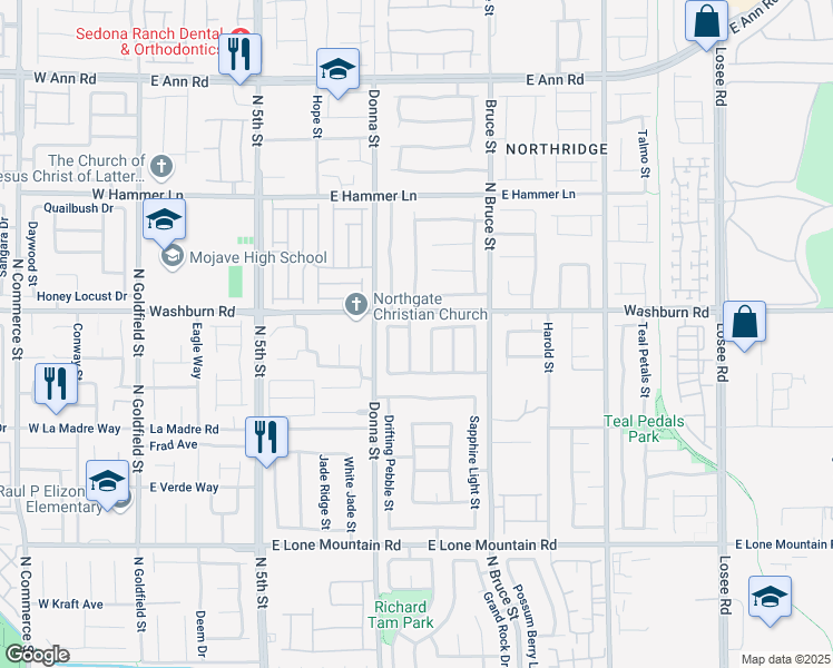 map of restaurants, bars, coffee shops, grocery stores, and more near 5126 Canary Lark Street in North Las Vegas