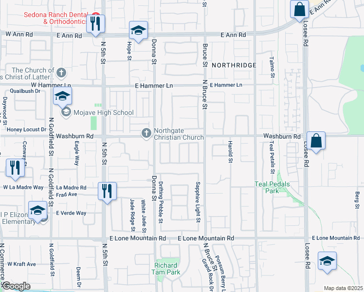 map of restaurants, bars, coffee shops, grocery stores, and more near 5126 Canary Lark Street in North Las Vegas