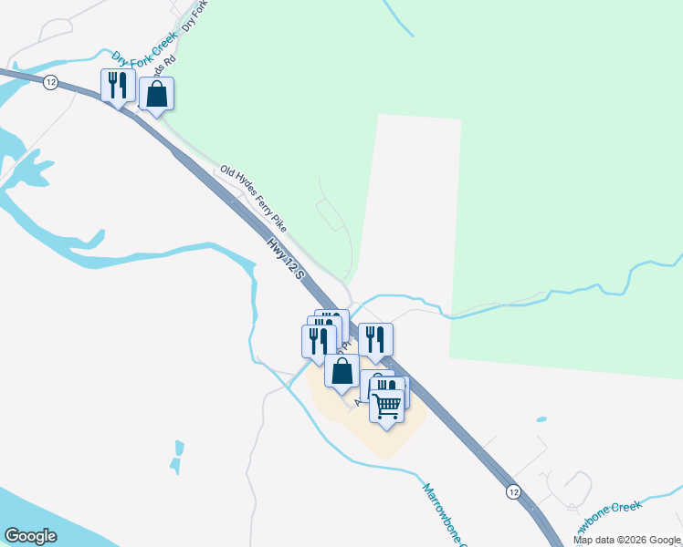 map of restaurants, bars, coffee shops, grocery stores, and more near 1199 Old Hydes Ferry Pike in Ashland City