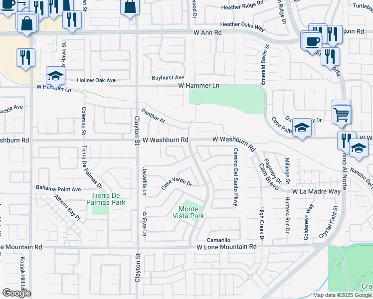 map of restaurants, bars, coffee shops, grocery stores, and more near 5124 Palo Pinto Lane in North Las Vegas