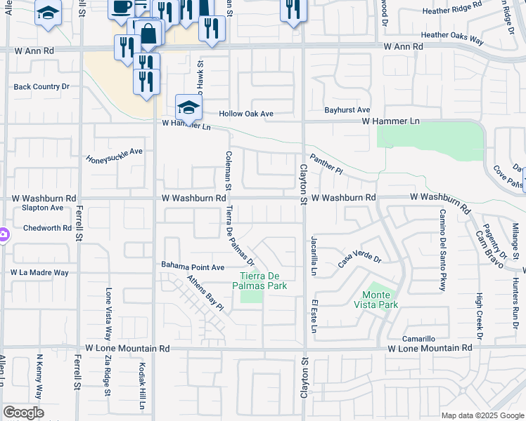 map of restaurants, bars, coffee shops, grocery stores, and more near 5130 Fiji Island Court in North Las Vegas