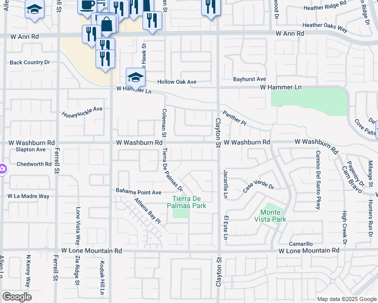 map of restaurants, bars, coffee shops, grocery stores, and more near 5131 Fiji Island Court in North Las Vegas