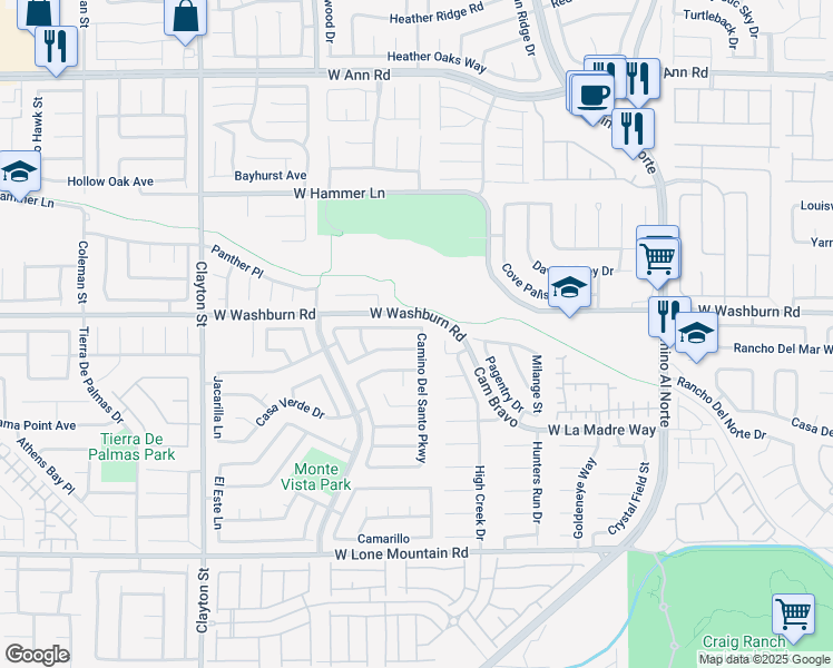 map of restaurants, bars, coffee shops, grocery stores, and more near 1509 Santa Rosalia in North Las Vegas