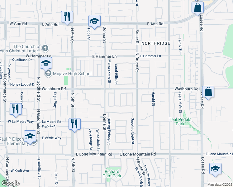 map of restaurants, bars, coffee shops, grocery stores, and more near 5130 Stone Cove Street in North Las Vegas