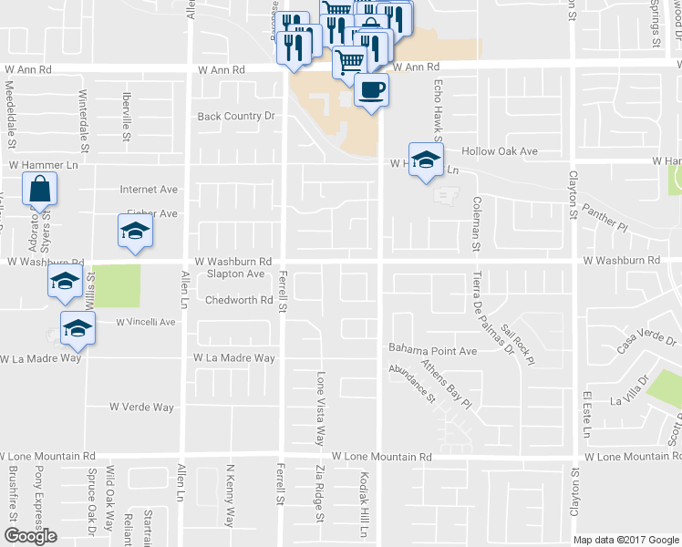 map of restaurants, bars, coffee shops, grocery stores, and more near 3098 Silver Canyon Lane in North Las Vegas