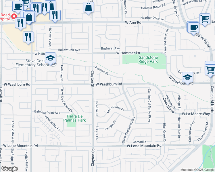 map of restaurants, bars, coffee shops, grocery stores, and more near 5139 Zapata Lane in North Las Vegas