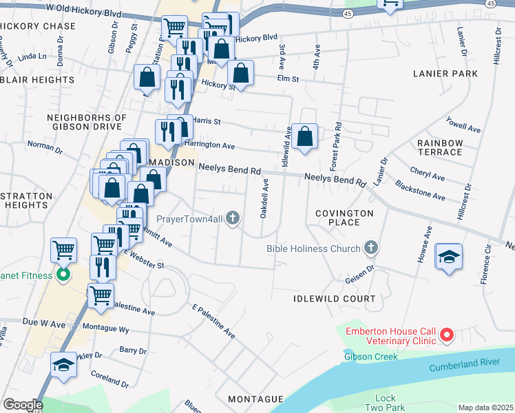 map of restaurants, bars, coffee shops, grocery stores, and more near 756 Oakdell Avenue in Nashville