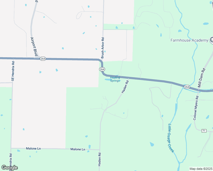 map of restaurants, bars, coffee shops, grocery stores, and more near 11381 Arkansas 264 in Bentonville