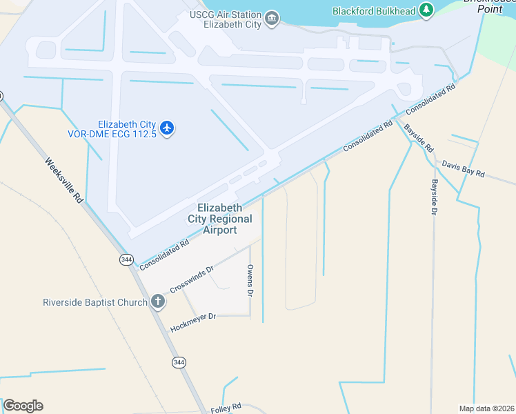 map of restaurants, bars, coffee shops, grocery stores, and more near 1043 Consolidated Road in Elizabeth City