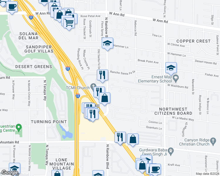 map of restaurants, bars, coffee shops, grocery stores, and more near 5129 Ishtar Court in Las Vegas