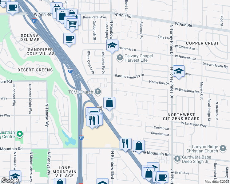 map of restaurants, bars, coffee shops, grocery stores, and more near 5129 Ishtar Court in Las Vegas
