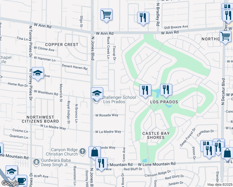 map of restaurants, bars, coffee shops, grocery stores, and more near 5217 Shady Grove Lane in Las Vegas