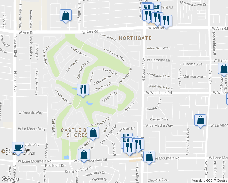 map of restaurants, bars, coffee shops, grocery stores, and more near 5004 Desert Fir in Las Vegas