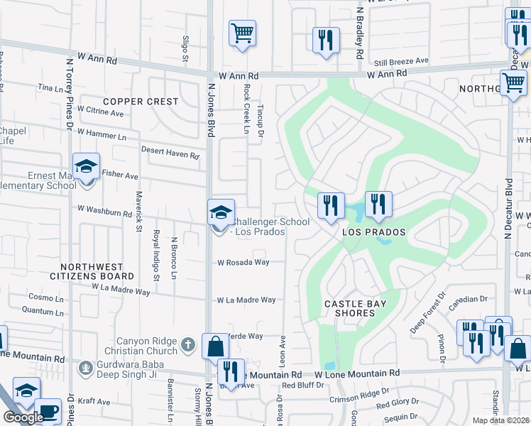 map of restaurants, bars, coffee shops, grocery stores, and more near 5217 Shady Grove Lane in Las Vegas
